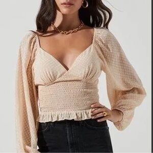 ASTR The Label Pink/Cream Shiny Check Blouse